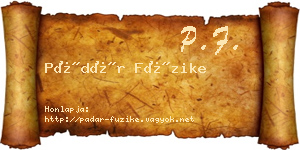 Pádár Füzike névjegykártya